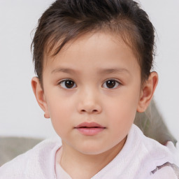 Neutral white child female with short  brown hair and brown eyes