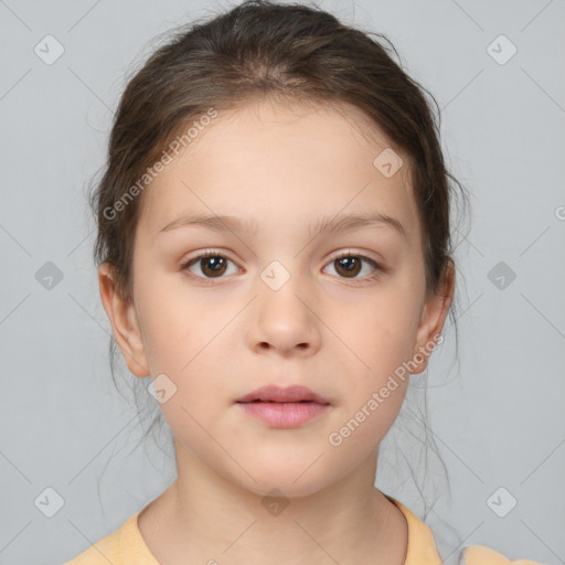 Neutral white child female with medium  brown hair and brown eyes