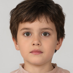 Neutral white child male with short  brown hair and brown eyes