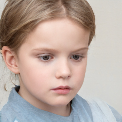 Neutral white child female with short  brown hair and brown eyes