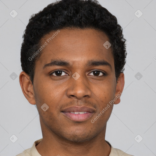 Neutral black young-adult male with short  brown hair and brown eyes