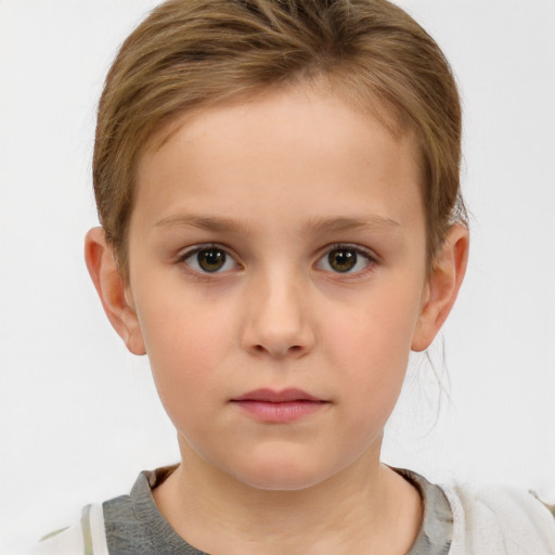 Neutral white child female with medium  brown hair and brown eyes