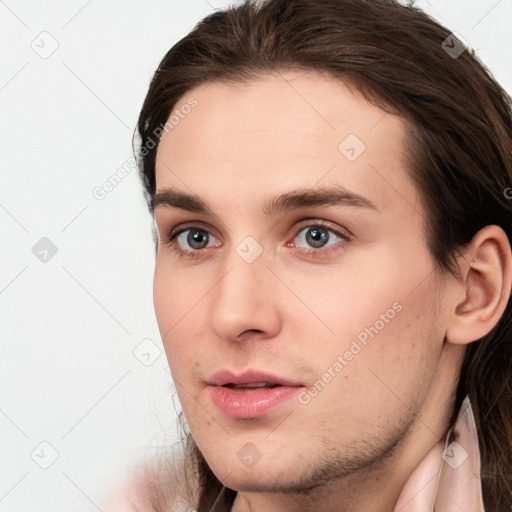 Neutral white young-adult male with medium  brown hair and brown eyes