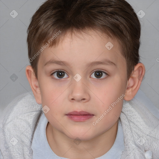 Neutral white child male with short  brown hair and brown eyes