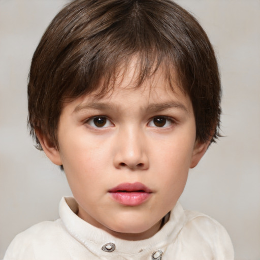 Neutral white child female with short  brown hair and brown eyes