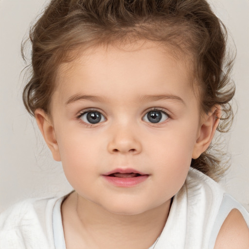 Neutral white child female with medium  brown hair and brown eyes