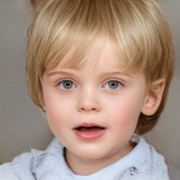 Neutral white child female with medium  brown hair and grey eyes