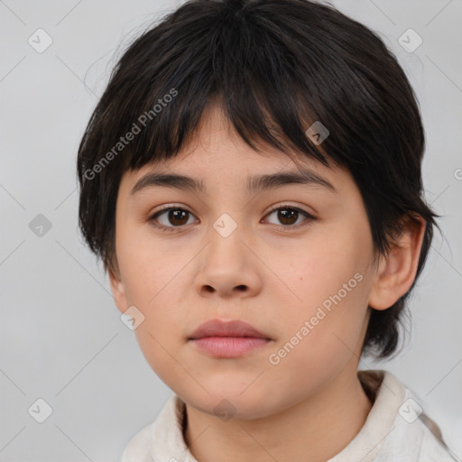 Neutral asian young-adult female with medium  brown hair and brown eyes