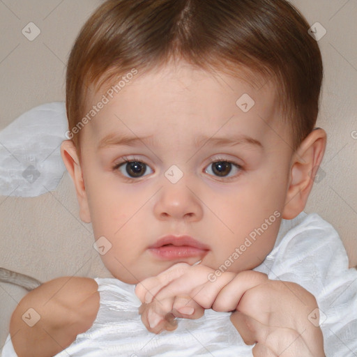 Neutral white child male with short  brown hair and brown eyes