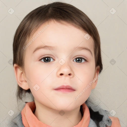 Neutral white child female with medium  brown hair and brown eyes