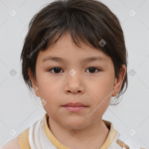 Neutral white child female with medium  brown hair and brown eyes