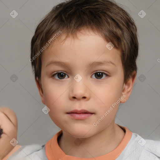 Neutral white child male with short  brown hair and brown eyes