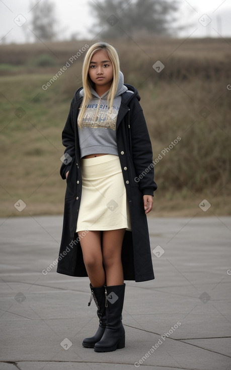 Nepalese teenager girl with  blonde hair