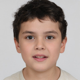 Neutral white child male with short  brown hair and brown eyes