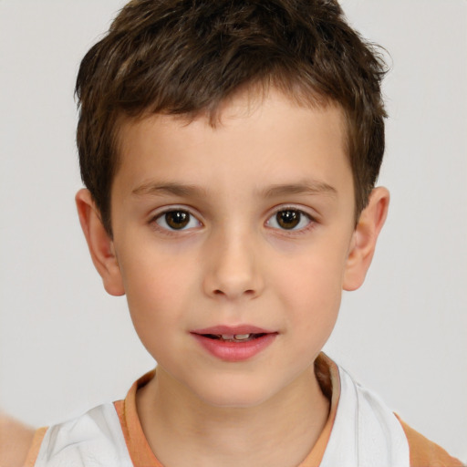 Neutral white child male with short  brown hair and brown eyes