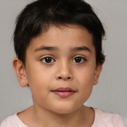 Neutral white child male with short  brown hair and brown eyes