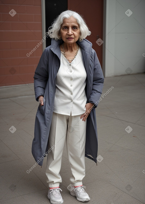 Indian elderly female with  white hair