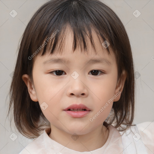 Neutral white child female with medium  brown hair and brown eyes