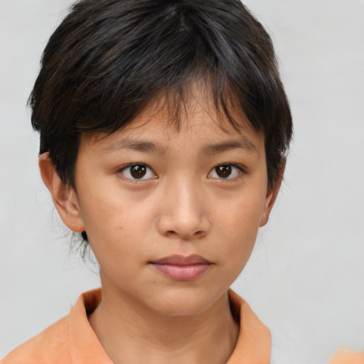 Neutral white young-adult female with short  brown hair and brown eyes