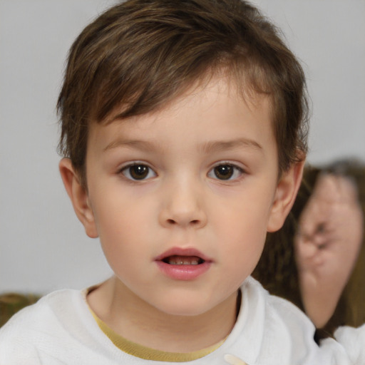 Neutral white child male with short  brown hair and brown eyes