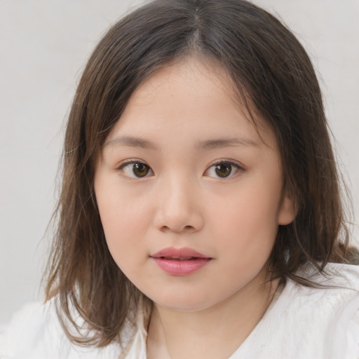 Neutral asian child female with medium  brown hair and brown eyes