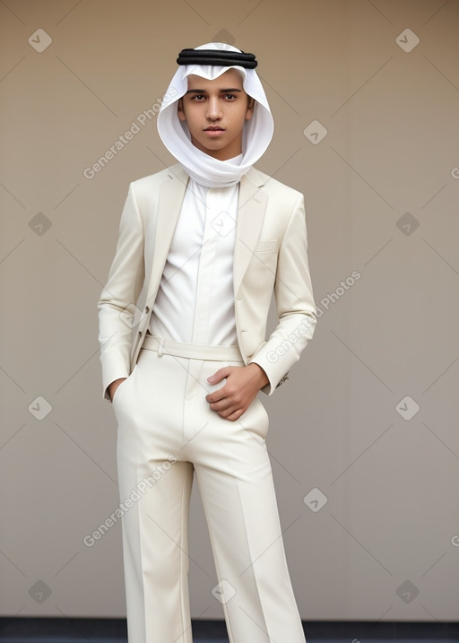 Emirati teenager boy with  white hair