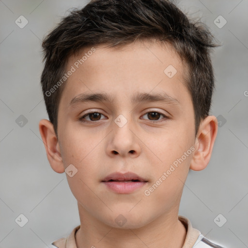 Neutral white child male with short  brown hair and brown eyes