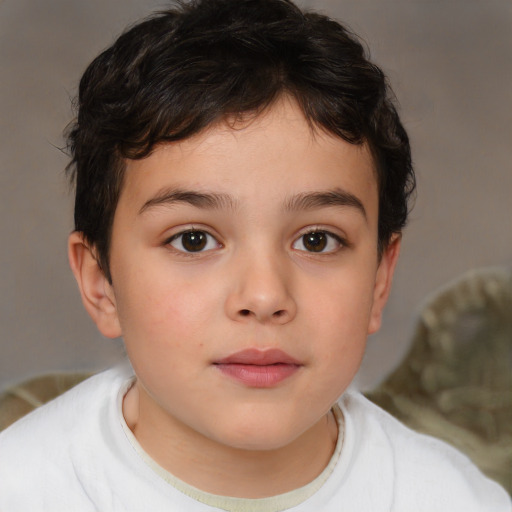 Neutral white child female with short  brown hair and brown eyes