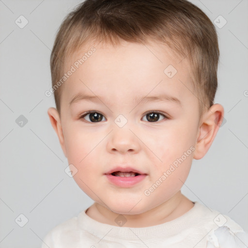 Neutral white child male with short  brown hair and brown eyes