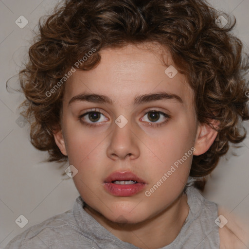 Neutral white child female with medium  brown hair and brown eyes