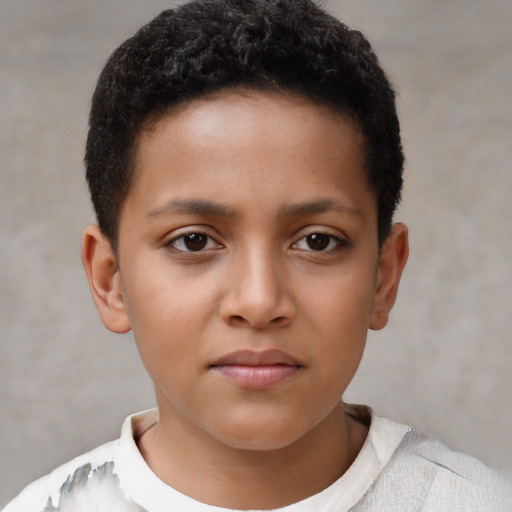 Neutral black child female with short  brown hair and brown eyes