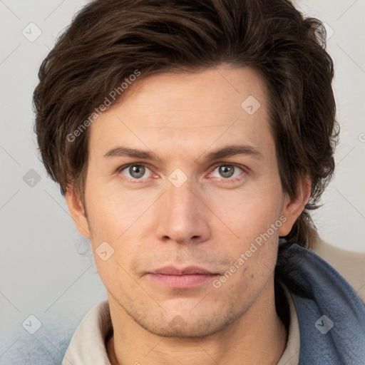 Neutral white adult male with short  brown hair and brown eyes