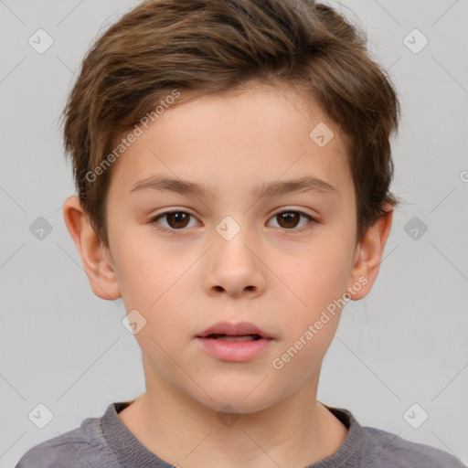 Neutral white child male with short  brown hair and brown eyes