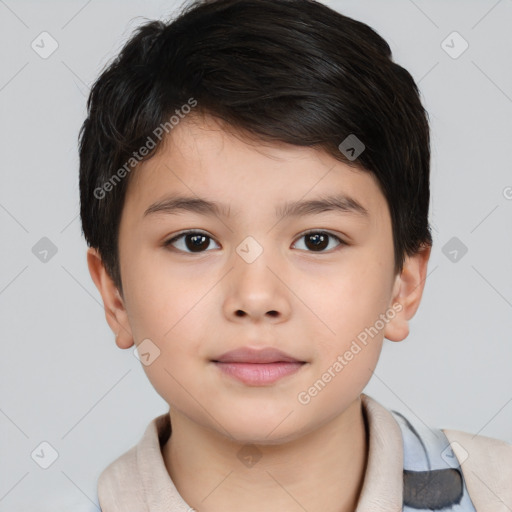 Neutral white child male with short  brown hair and brown eyes