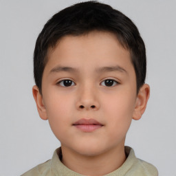 Neutral asian child male with short  brown hair and brown eyes