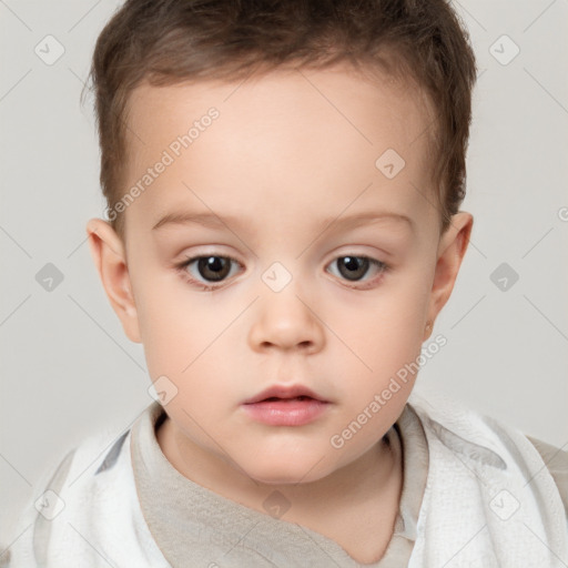 Neutral white child female with short  brown hair and brown eyes