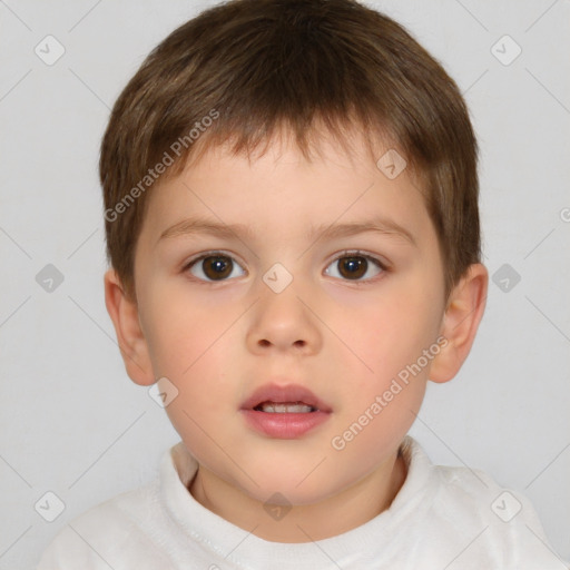 Neutral white child male with short  brown hair and brown eyes