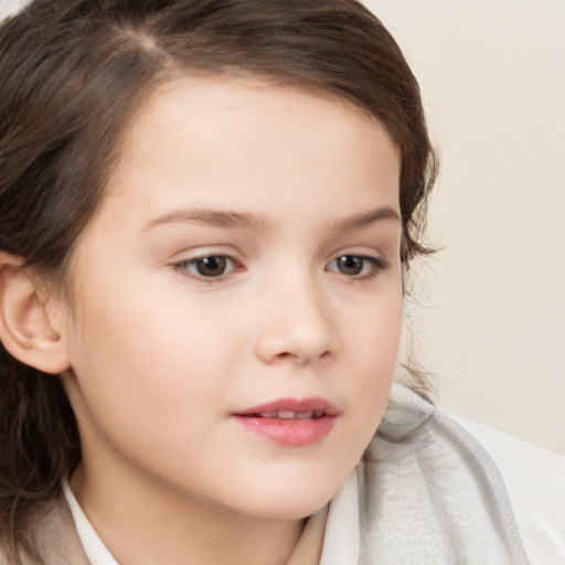 Neutral white child female with medium  brown hair and brown eyes