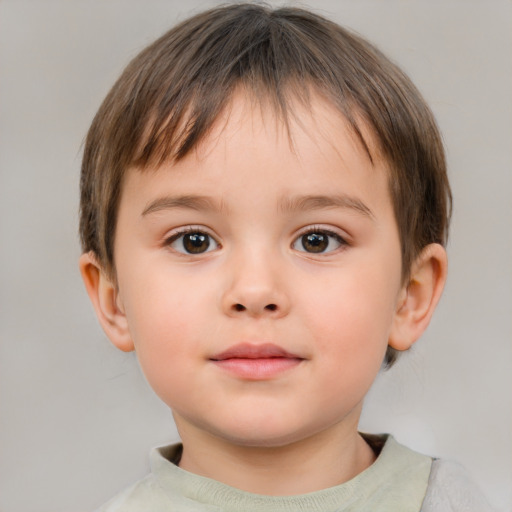 Neutral white child female with short  brown hair and brown eyes