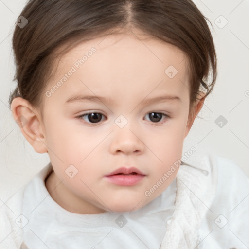 Neutral white child female with medium  brown hair and brown eyes