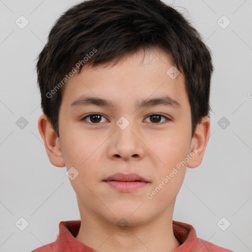 Neutral white child male with short  brown hair and brown eyes