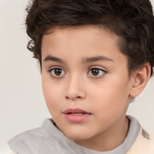 Neutral white child male with short  brown hair and brown eyes