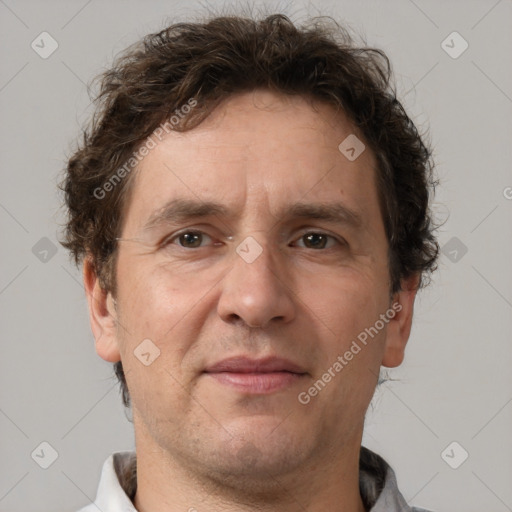 Neutral white adult male with short  brown hair and brown eyes