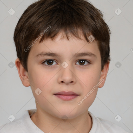 Neutral white child male with short  brown hair and brown eyes