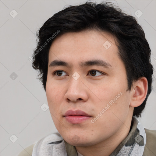 Neutral asian young-adult male with medium  brown hair and brown eyes