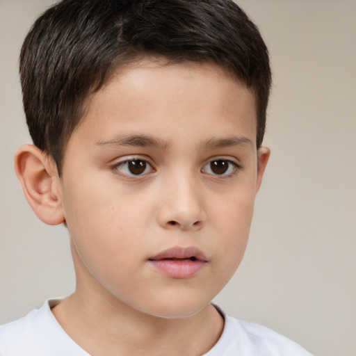 Neutral white child male with short  brown hair and brown eyes