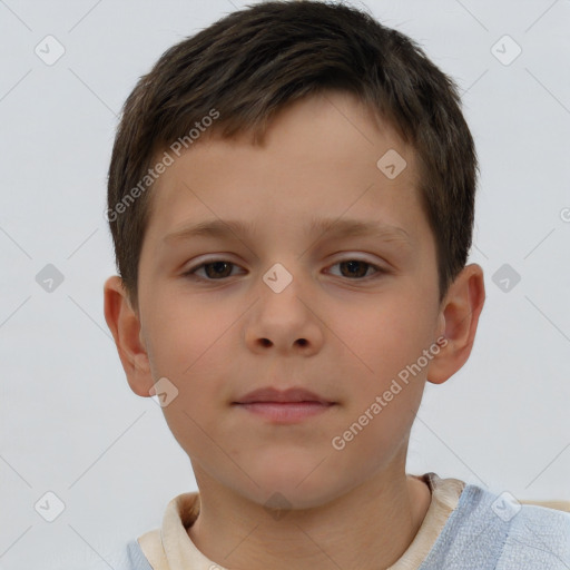 Neutral white child male with short  brown hair and brown eyes