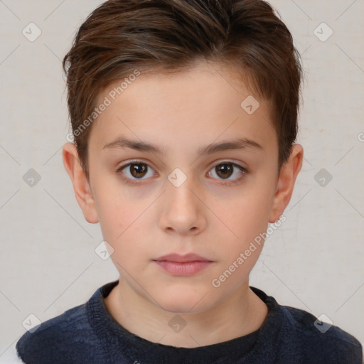 Neutral white child female with short  brown hair and brown eyes