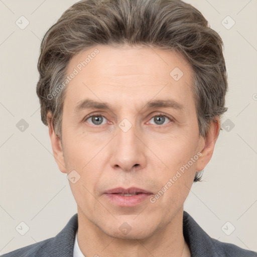 Neutral white adult male with short  brown hair and brown eyes