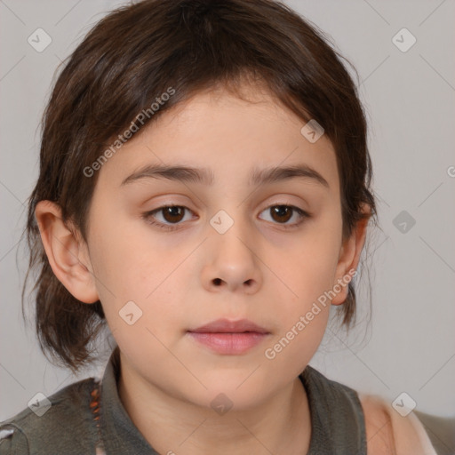 Neutral white child female with medium  brown hair and brown eyes